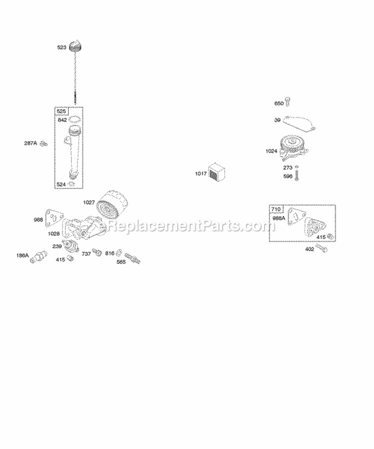 Lubrication Diagram and Parts List for 303777-1114-E1  Briggs and Stratton Engine